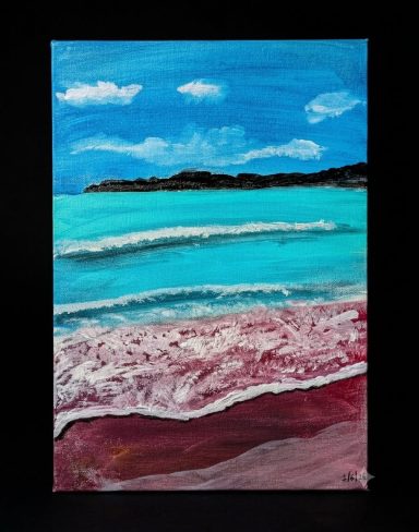 Acrylique sur carton entoilé dans caisse américaine